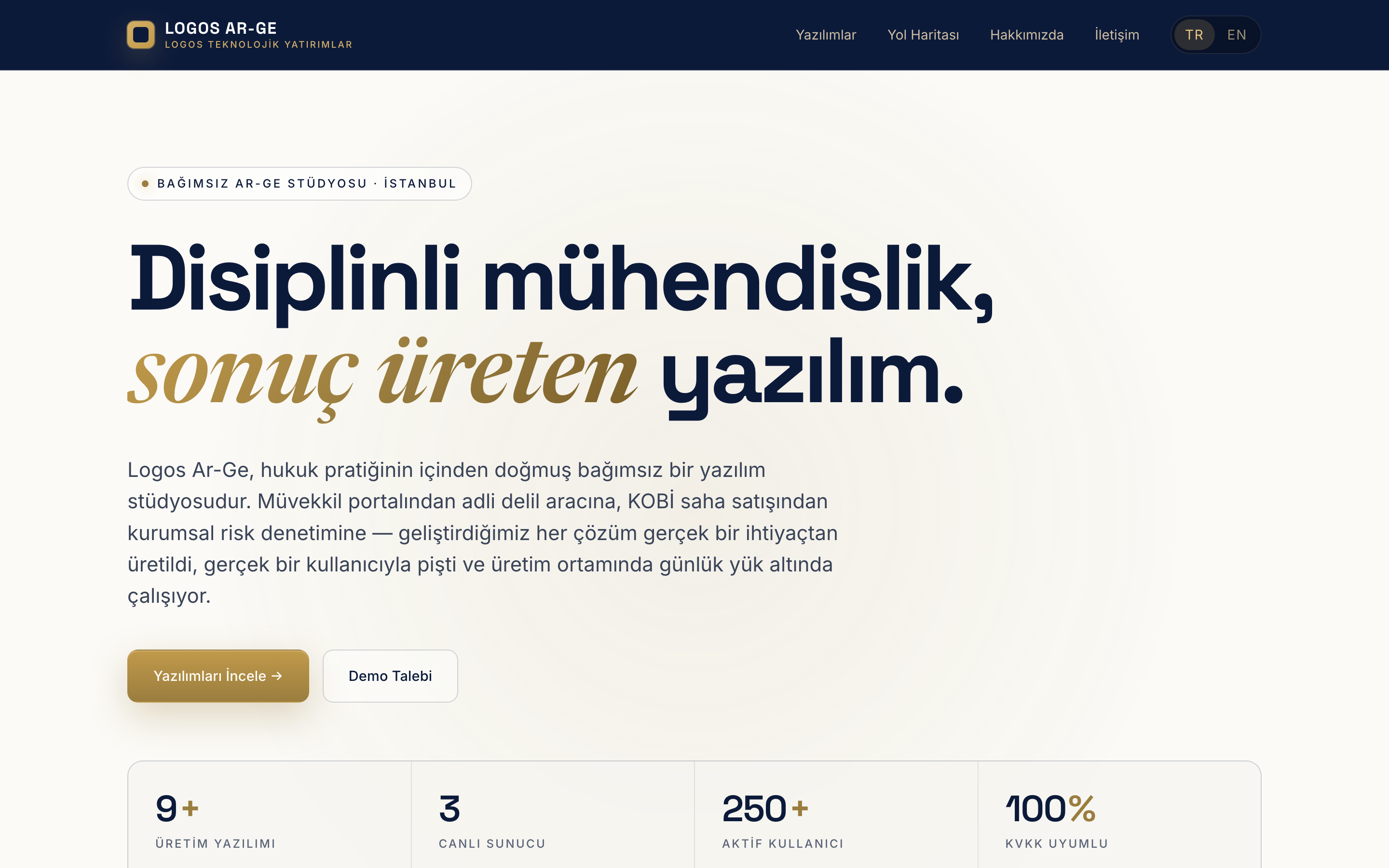 Logos Ar-Ge yazılım portföyü